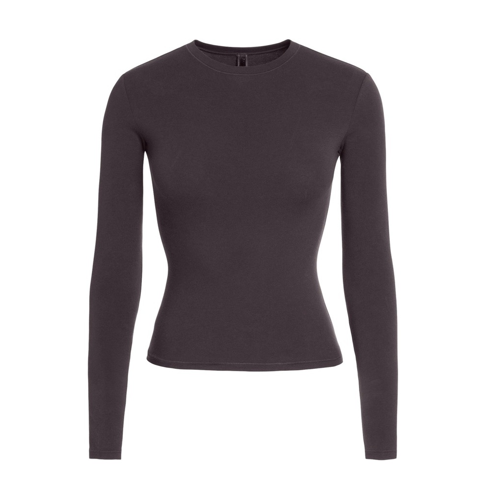 Skims Cotton Jersey Long Sleeve T-Shirt Iron New
